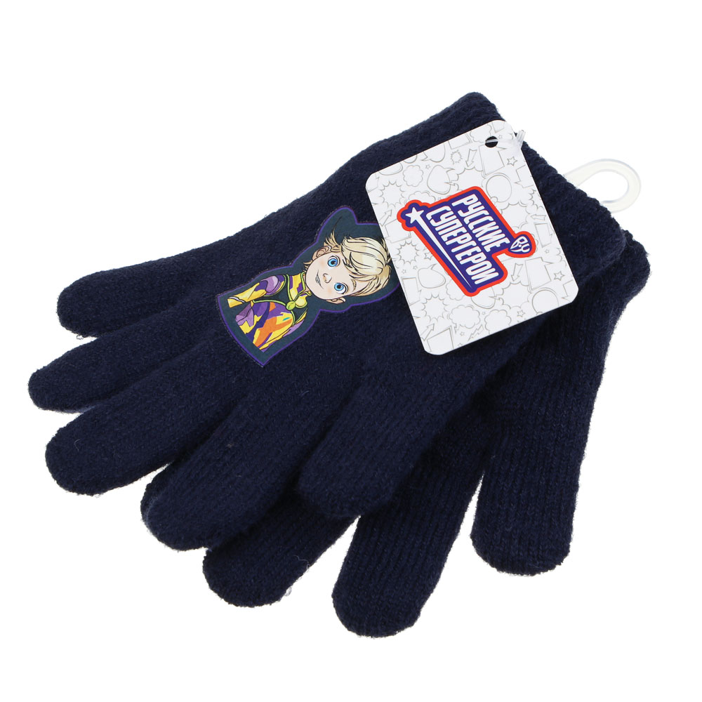 BY Русские Супергерои Перчатки детские двухслойные с термоаппликацией, р.14, 2 дизайна, СЗПВ24-25, арт.№ 363-384