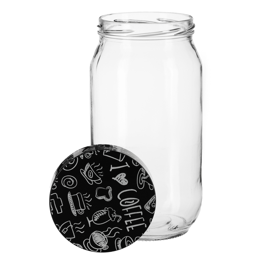 HEREVIN Китчен Блэк Банка для сыпучих продуктов, стекло, 1000мл, 144377-205, арт.№ 828-010