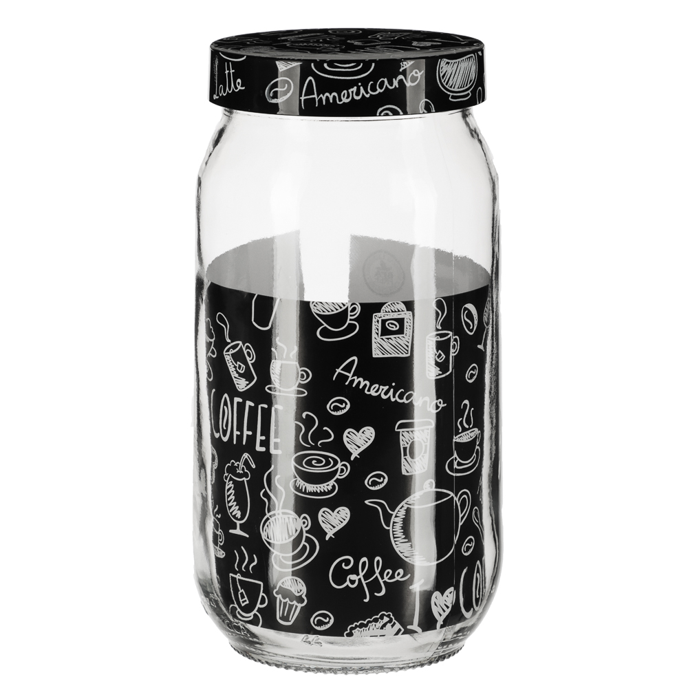 HEREVIN Китчен Блэк Банка для сыпучих продуктов, стекло, 1000мл, 144377-205, арт.№ 828-010