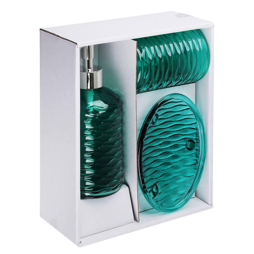 BY Набор для ванной 3 пр. "Стихия", стекло, 3 дизайна, арт.№ 463-086