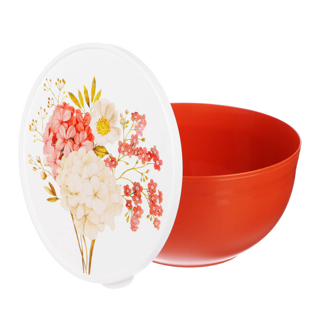 Миска с крышкой 3л Цветы, пластик, арт.№ 861-431