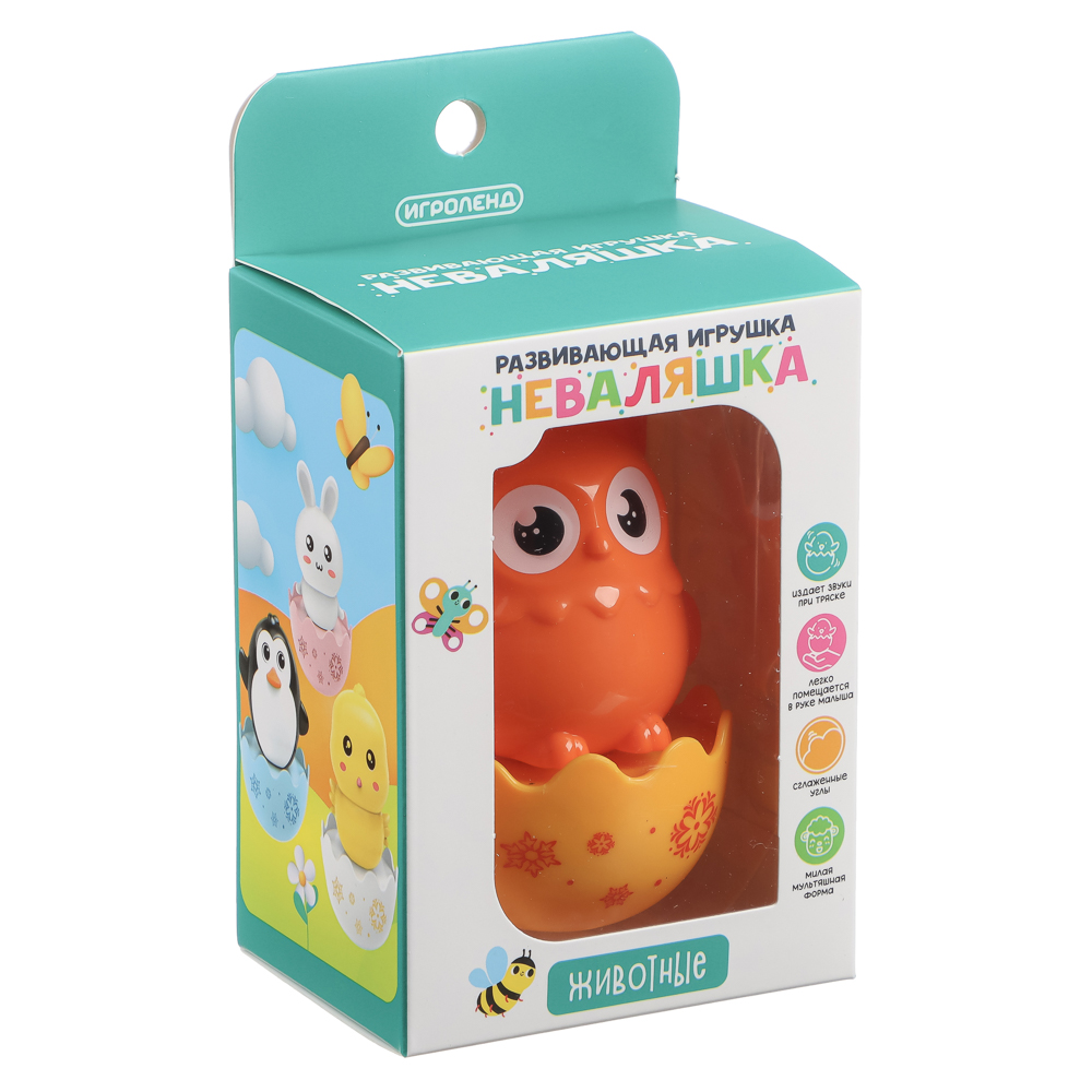 Развивающая игрушка Неваляшка "Животные", ИГРОЛЕНД, ABS, арт.№ 889-092