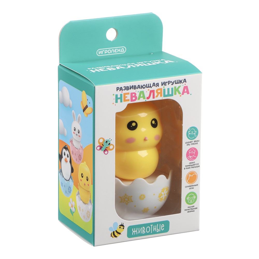 Развивающая игрушка Неваляшка "Животные", ИГРОЛЕНД, ABS, арт.№ 889-092