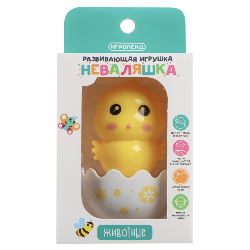 Развивающая игрушка Неваляшка "Животные", ИГРОЛЕНД, ABS, арт.№ 889-092