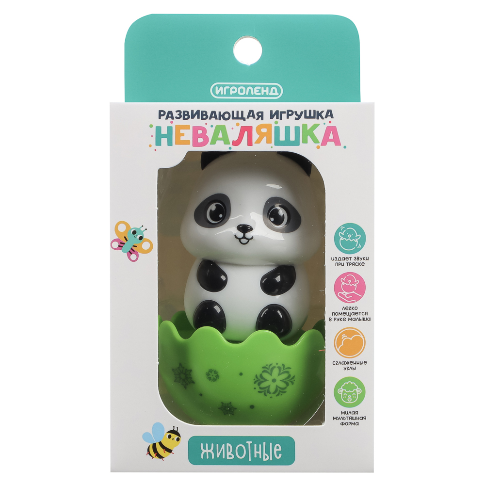 Развивающая игрушка Неваляшка "Животные", ИГРОЛЕНД, ABS, арт.№ 889-092