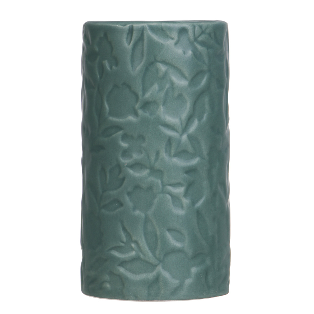 VETTA Стакан для ванной комнаты, керамика, 7x7x13 см, листья, ментоловый, арт.№ 478-202