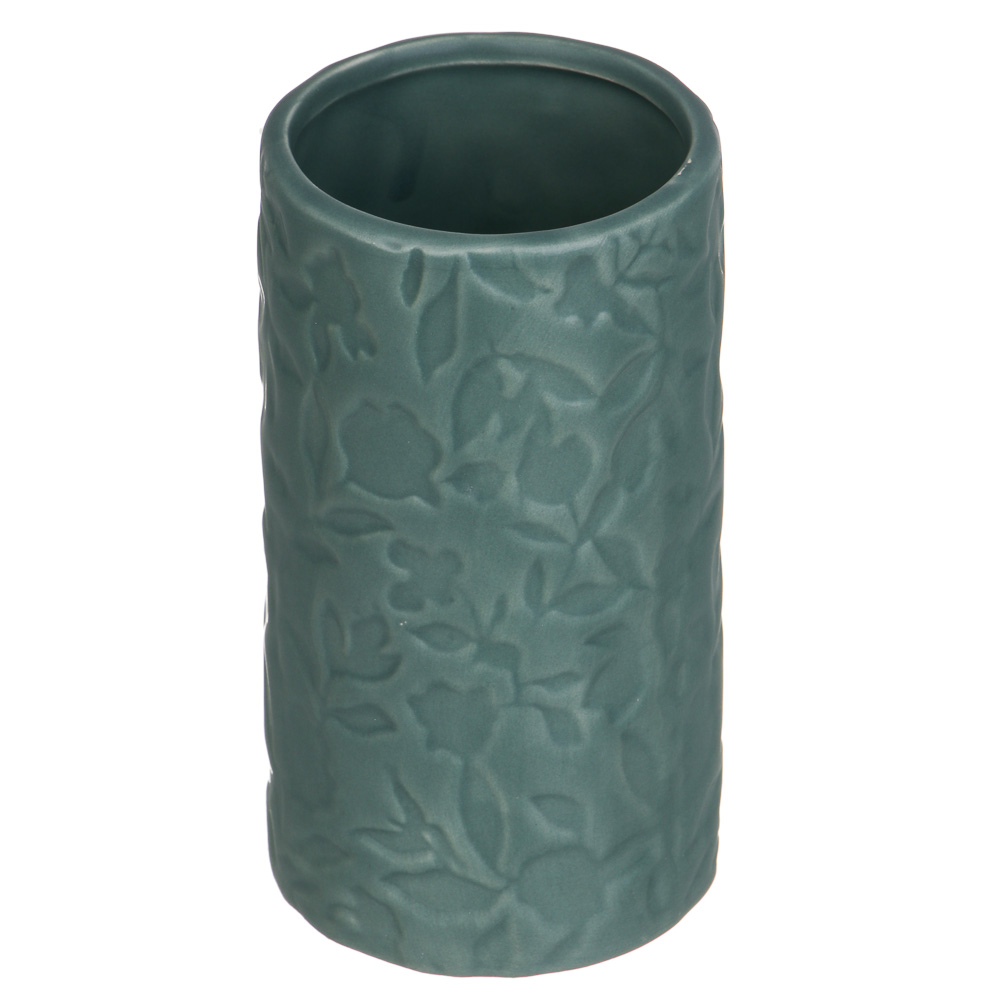 VETTA Стакан для ванной комнаты, керамика, 7x7x13 см, листья, ментоловый, арт.№ 478-202