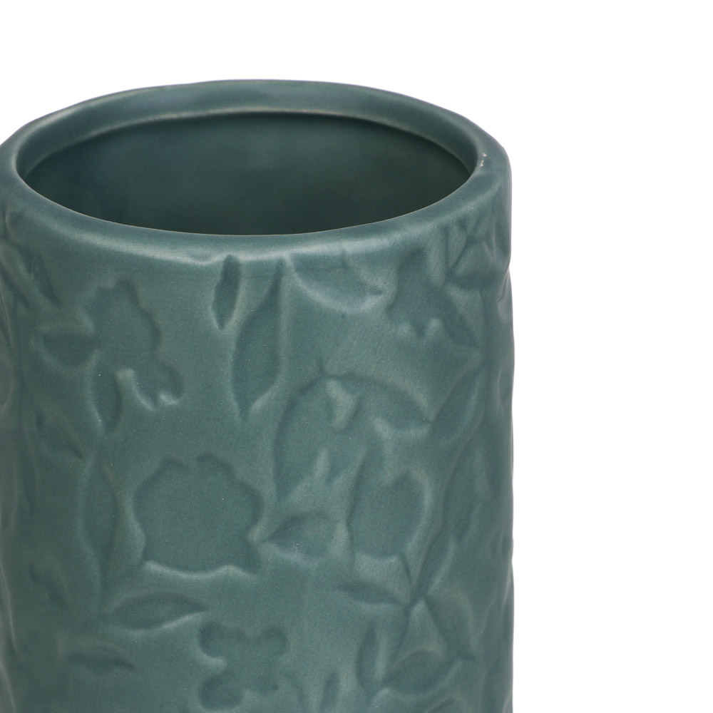 VETTA Стакан для ванной комнаты, керамика, 7x7x13 см, листья, ментоловый, арт.№ 478-202