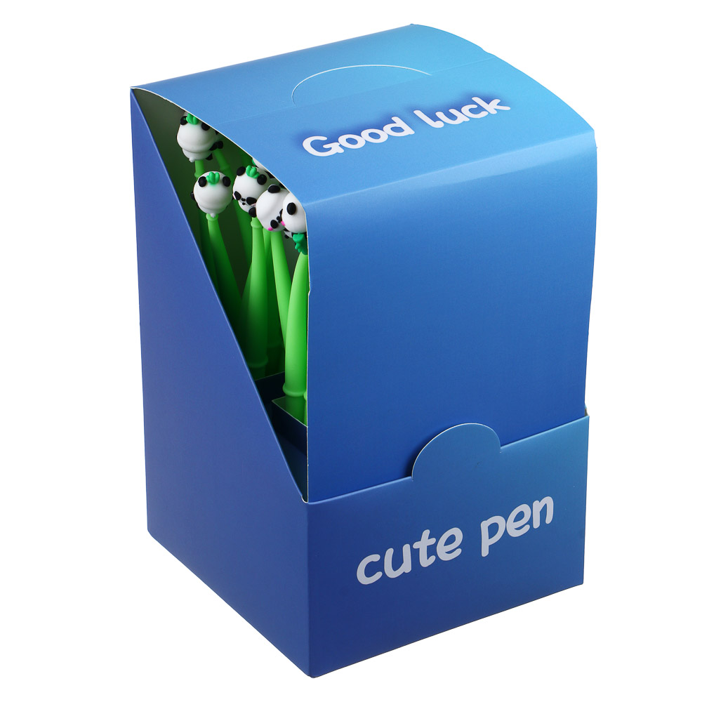 Ручка шариковая синяя, с наконечником в форме панды, гибкий корпус, 4 дизайна, шоу-бокс, арт.№ 591-273