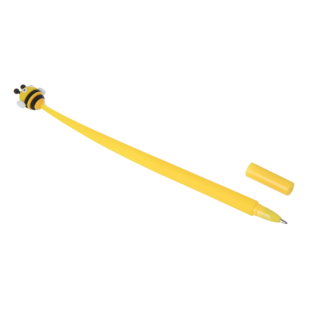 Ручка шариковая синяя, с наконечником в форме пчелки, гибкий корпус, 2 дизайна, шоу-бокс, арт.№ 591-274