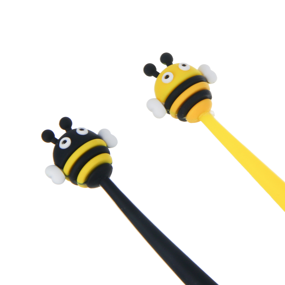 Ручка шариковая синяя, с наконечником в форме пчелки, гибкий корпус, 2 дизайна, шоу-бокс, арт.№ 591-274