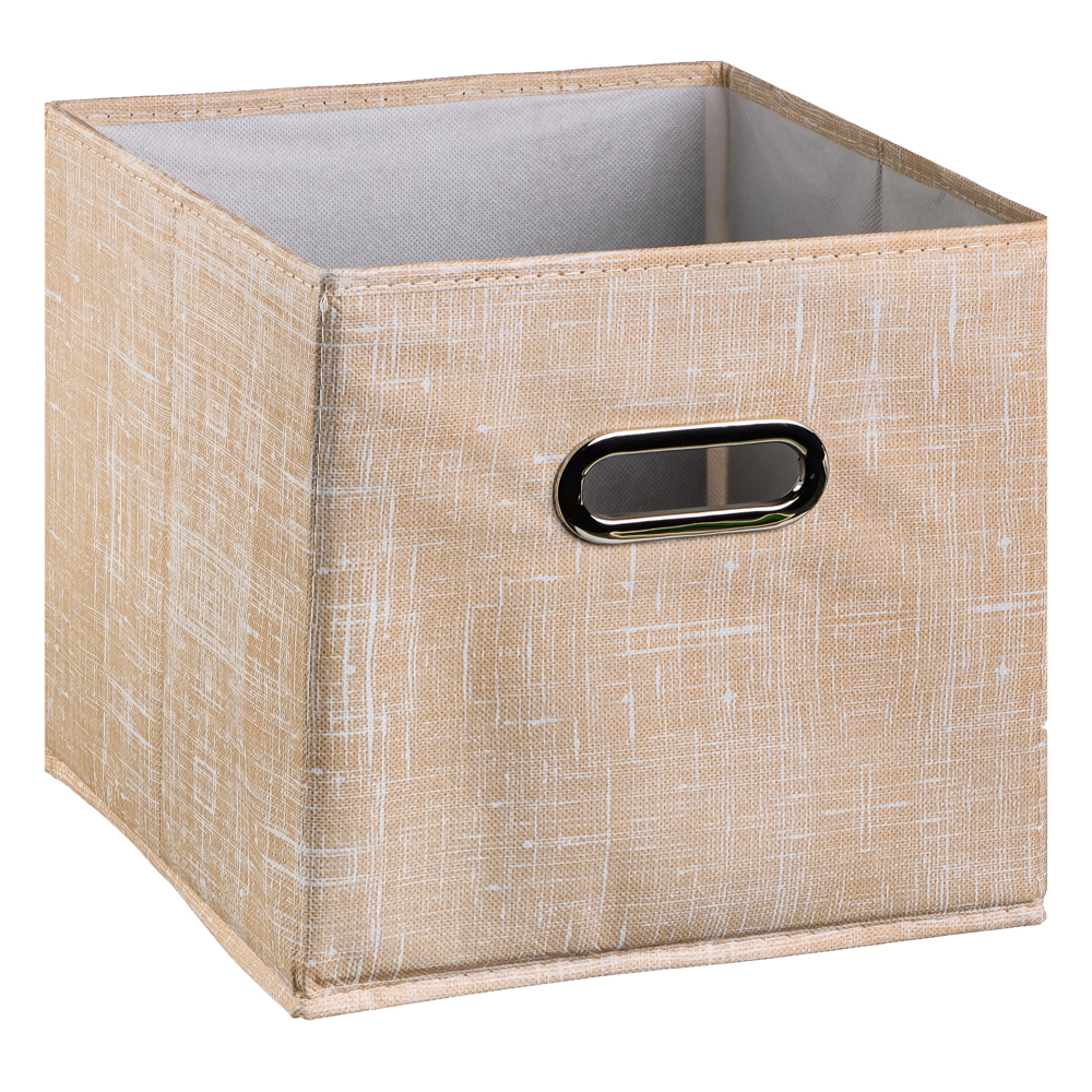 Короб стеллажный тм VETTA ЛЁН, полиэстер, 25х25х25см, бежевый, арт.№ 457-644