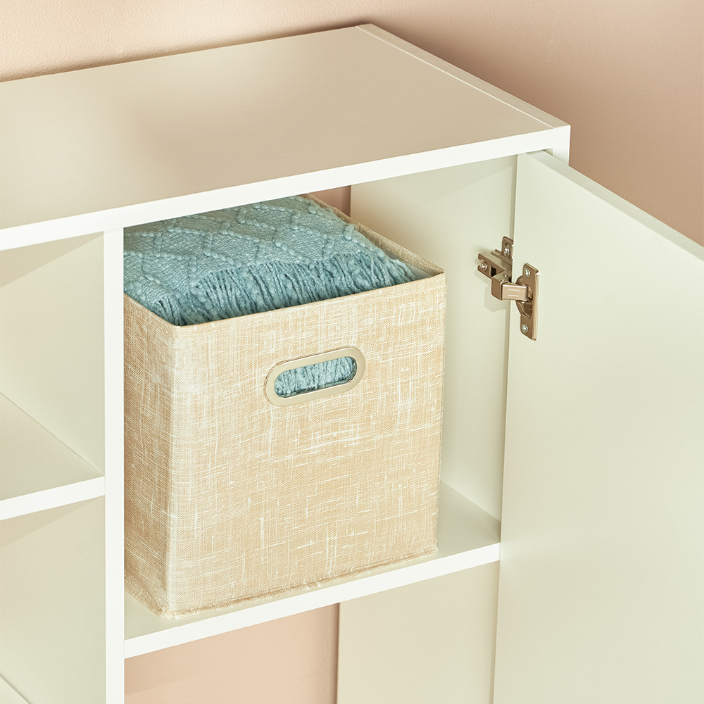 Короб стеллажный тм VETTA ЛЁН, полиэстер, 25х25х25см, бежевый, арт.№ 457-644