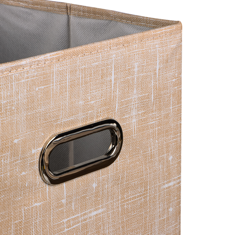 Короб стеллажный тм VETTA ЛЁН, полиэстер, 25х25х25см, бежевый, арт.№ 457-644
