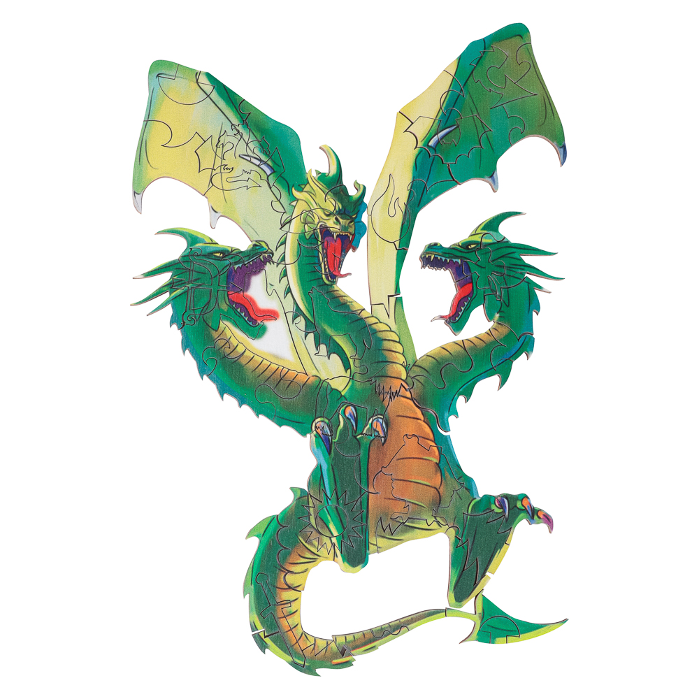 BY Пазл деревянный-игры в дорогу "Змей Горыныч", 18x12x3,4 см, фанера, картон, арт.№ 898-022