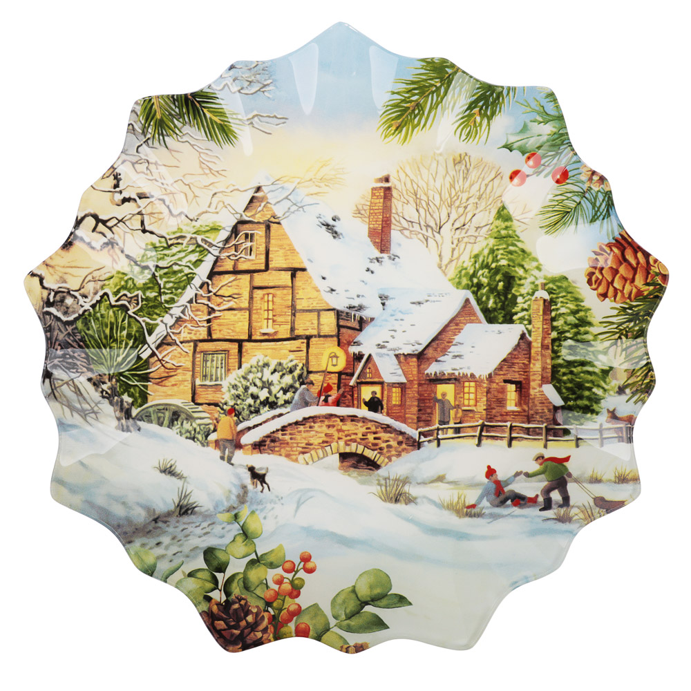 Зимние забавы Блюдо круглое, 25см, стекло, арт.№ 820-897