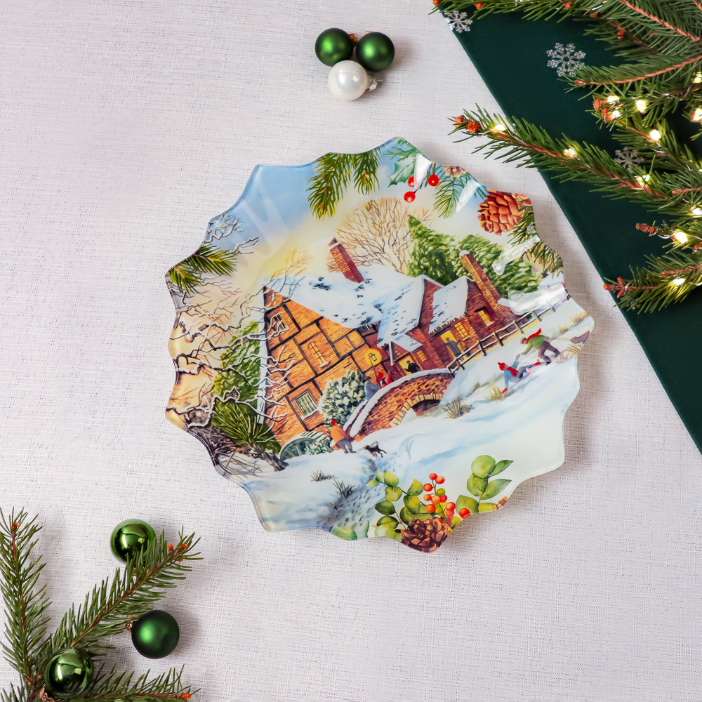 Зимние забавы Блюдо круглое, 25см, стекло, арт.№ 820-897