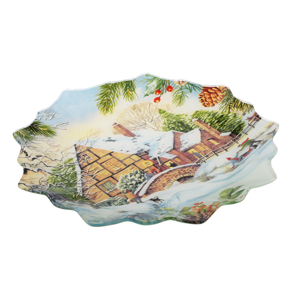 Зимние забавы Блюдо круглое, 25см, стекло, арт.№ 820-897