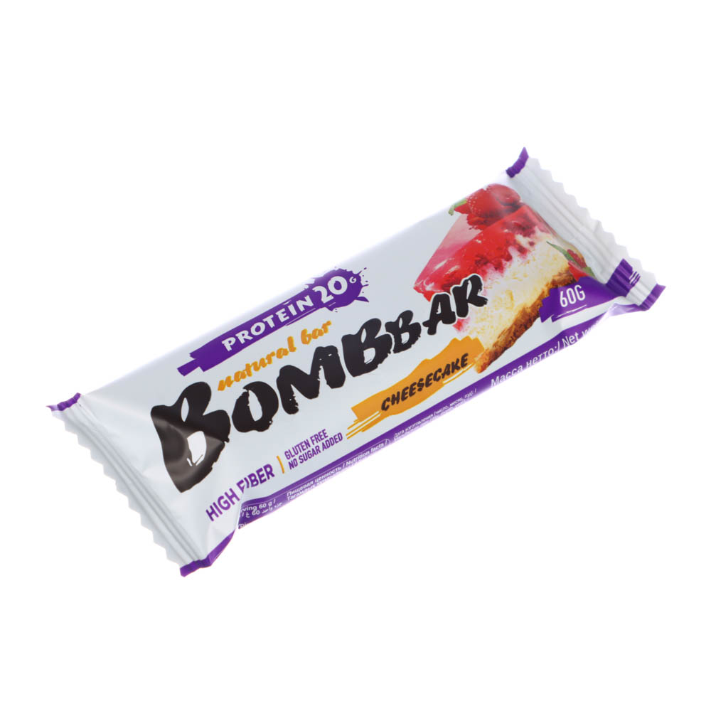 Батончик неглазированный "малиновый чизкейк", ТМ "BOMBBAR", 60 гр., арт.№ 347-177