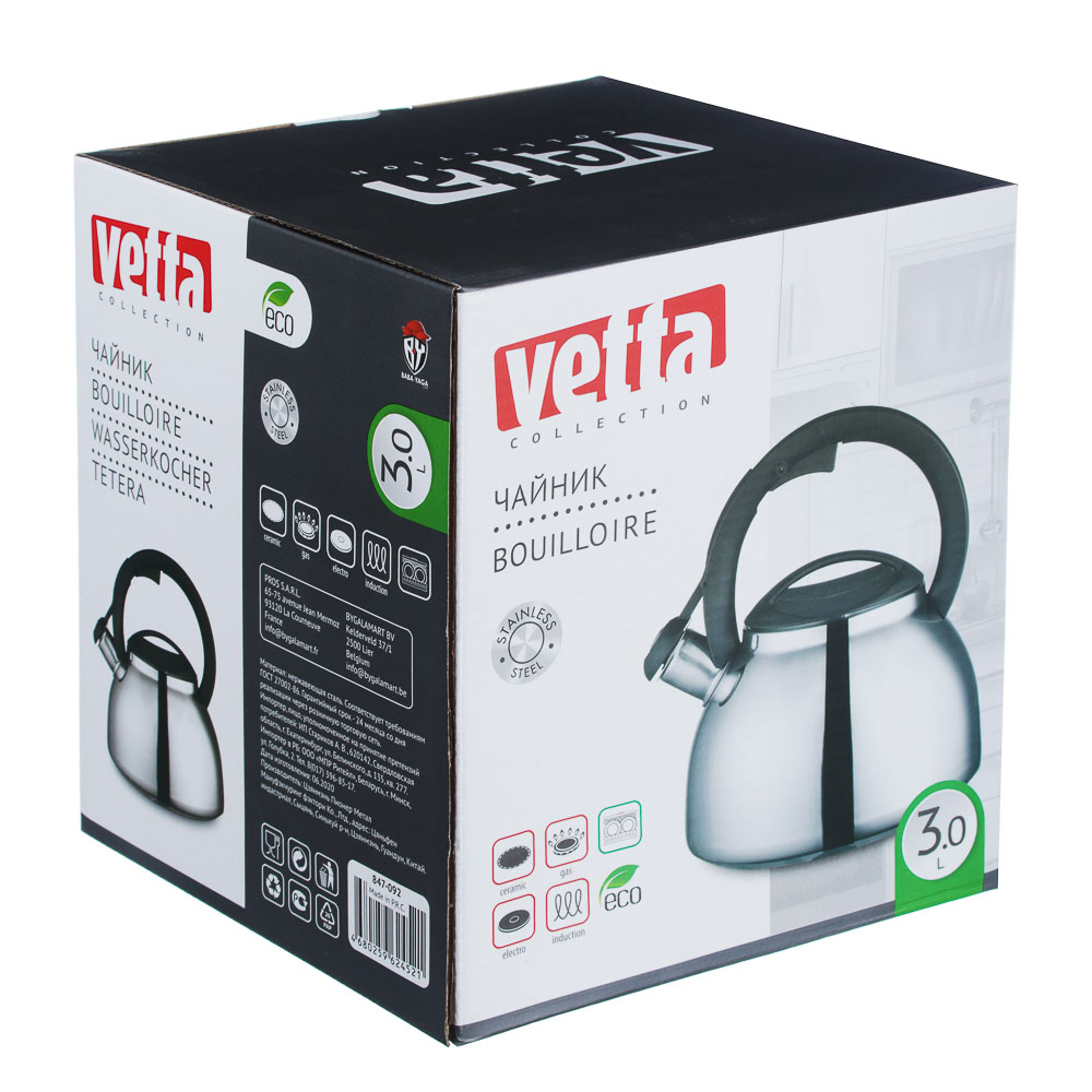 VETTA Чайник стальной 3,0л "Реми", индукция, арт.№ 847-092