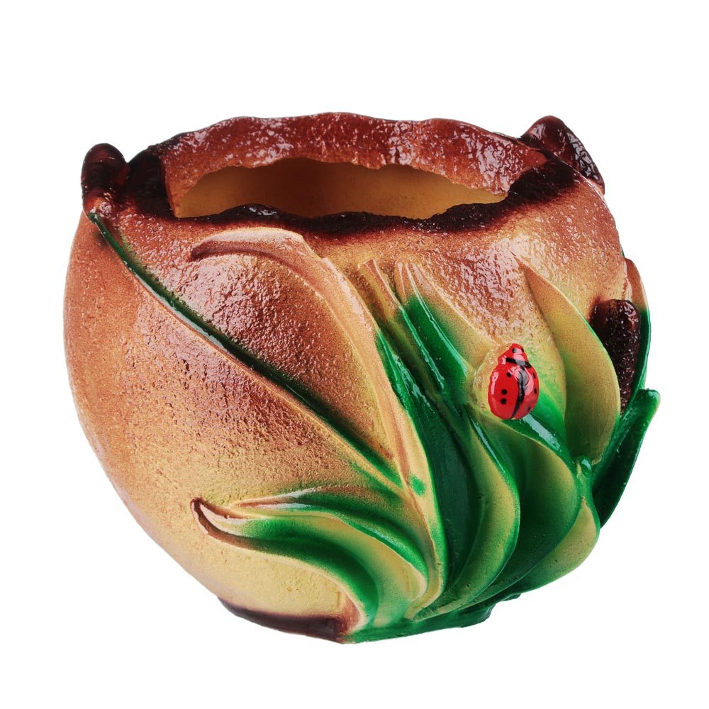 Зоокашпо "Камыш" с птицами, гипс, 14x18 см, арт.№ 164-222