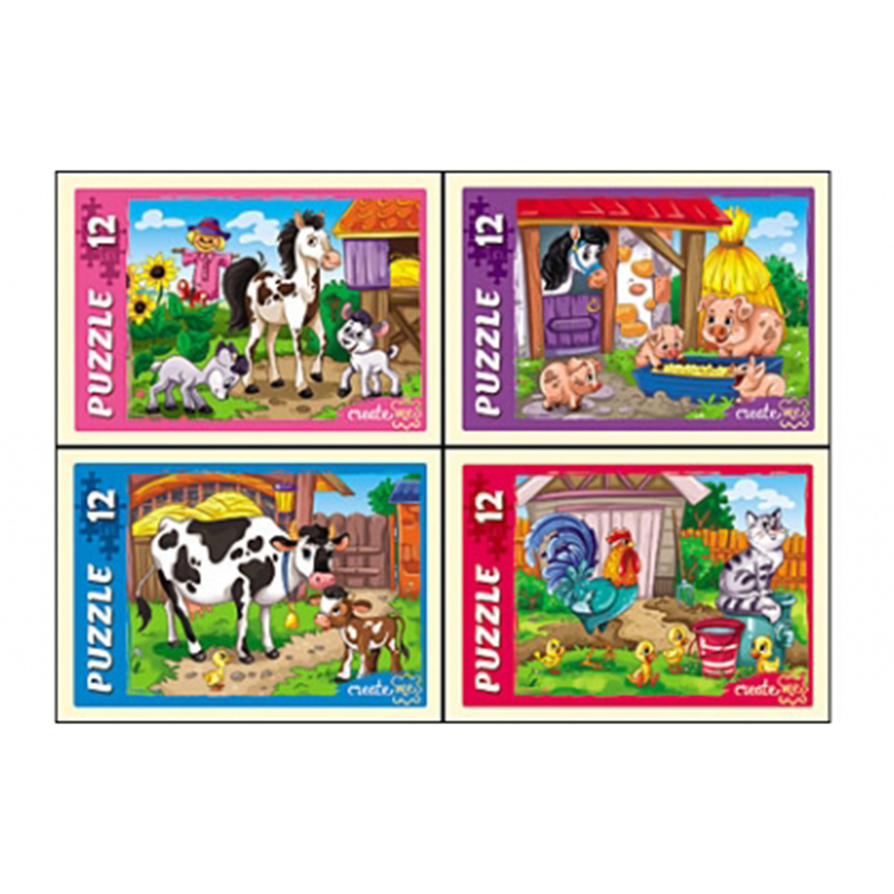 РЫЖИЙ КОТ Пазлы 12 деталей микс, картон, 17,5х13см, 10-16 дизайнов, П-12-5640, арт.№ 898-007