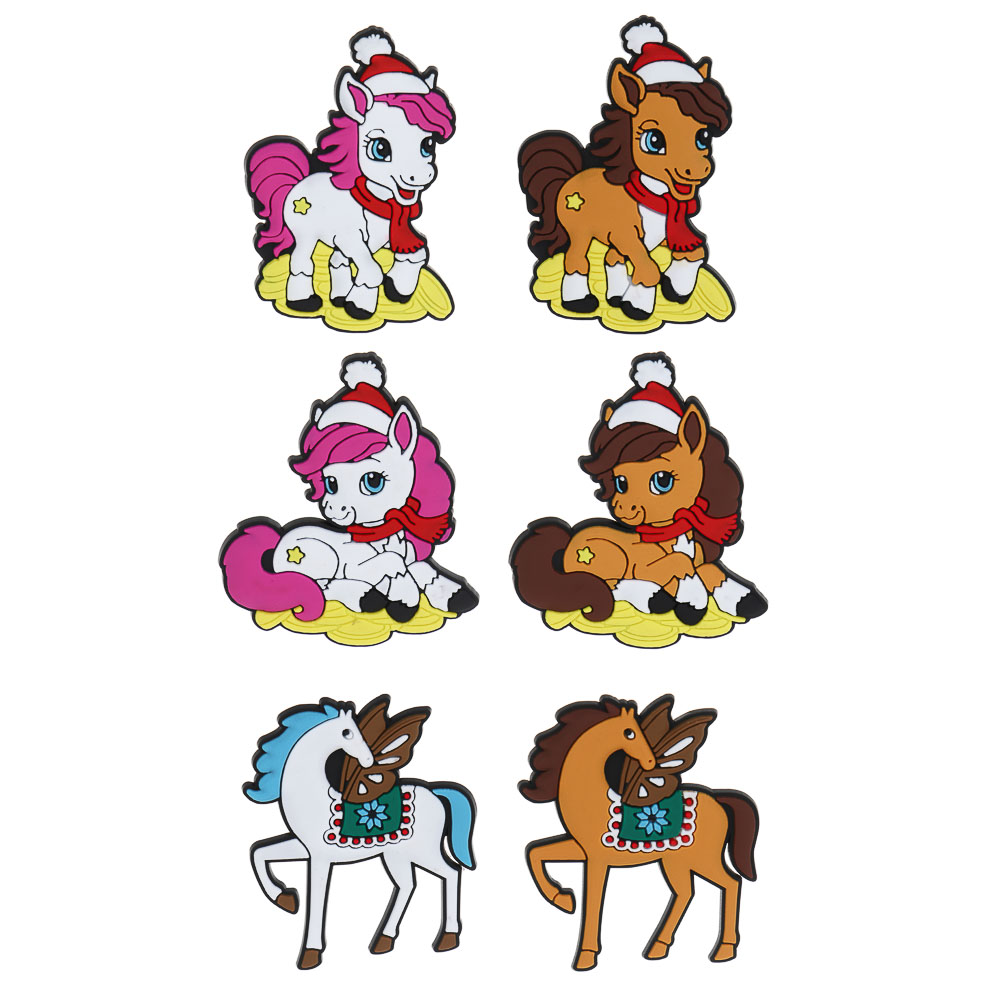 СНОУ БУМ Магнит Гламурная лошадка ПВХ 5 см, 6 видов, арт.№ 705-027