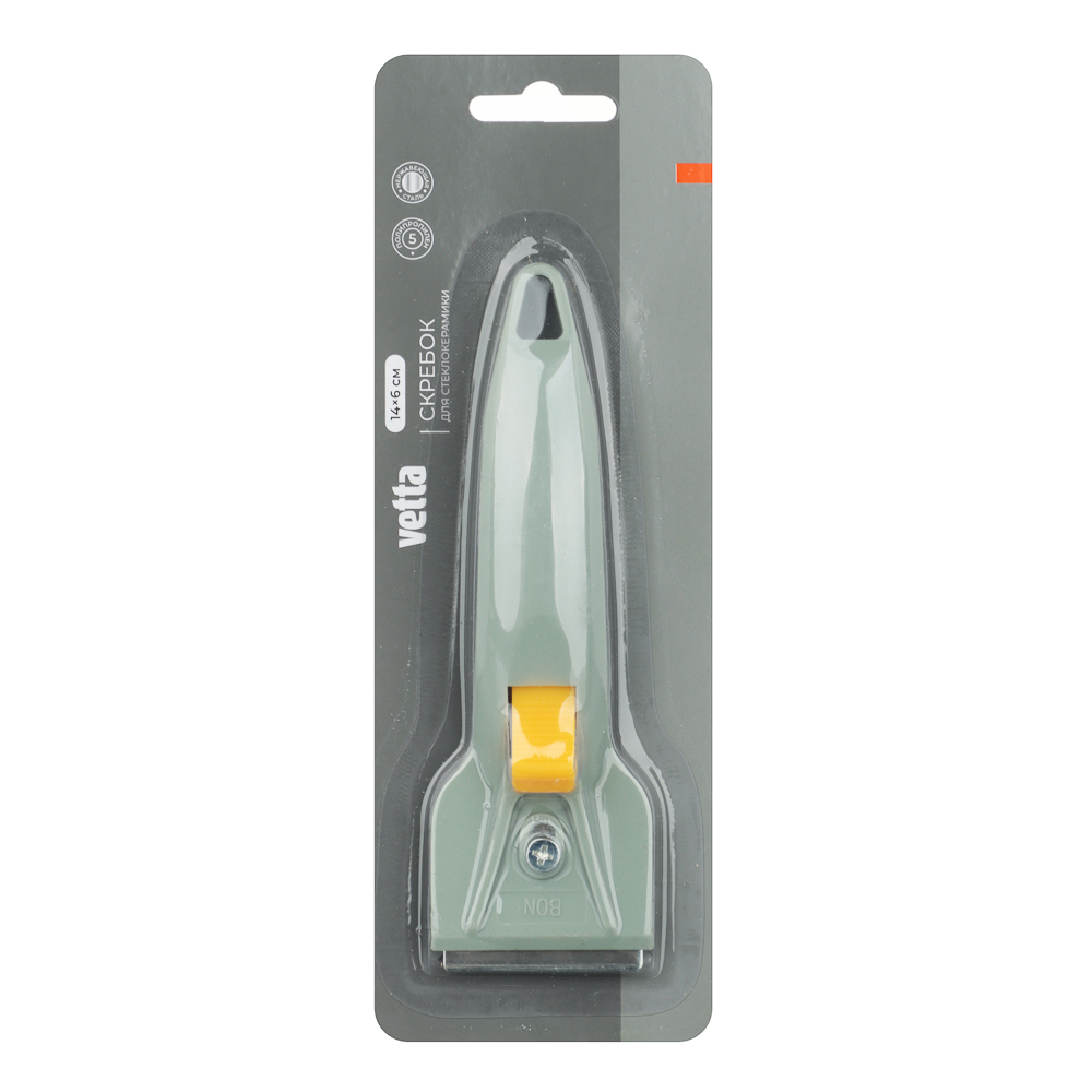 VETTA Скребок для стеклокерамики, 14х6 см, нержавеющая сталь, полипропилен, арт.№ 882-420