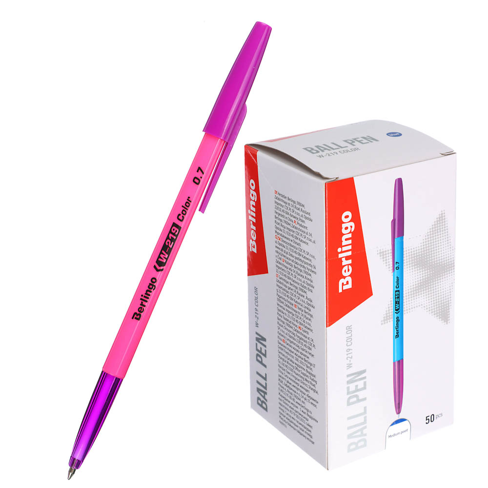 Ручка шариковая "W-219 Колор" синяя, 0,7мм, пластик, 4 цвета корпуса, CBp_70912, арт.№ 627-126