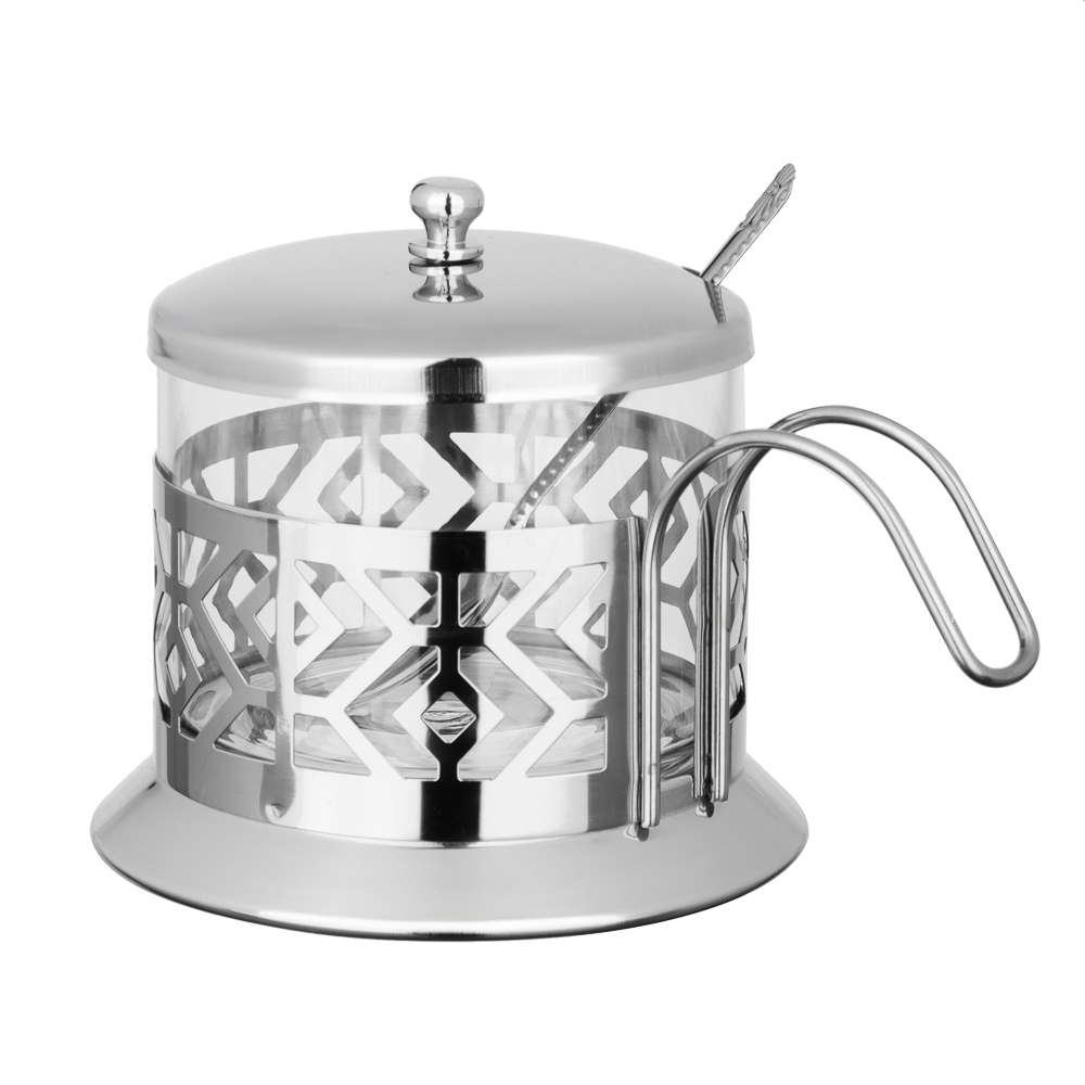 SATOSHI Гельсингфорс Сахарница с ложкой, 200 мл, стекло, нержавеющая сталь, арт.№ 850-242