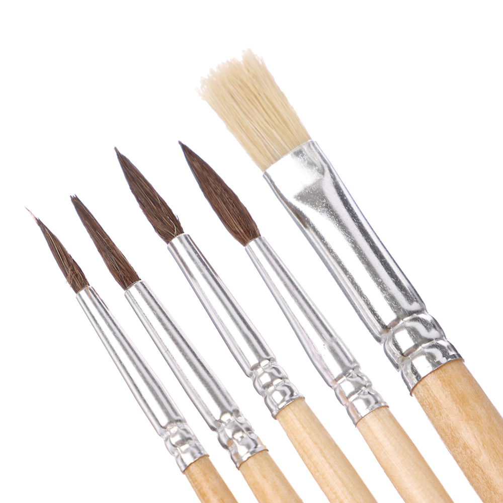 Набор кистей ClipStudio 5 шт (белка №1,3 волос пони № 2,4, щетина №6) в пакете с подвесом, арт.№ 583-225